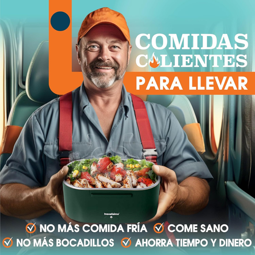 Fiambrera Eléctrica 80W para Comida Trabajo y Coche.  Marmita en Acero Inoxidable