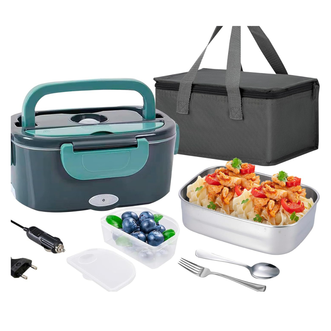 Fiambrera Eléctrica 80W para Comida Trabajo y Coche.  Marmita en Acero Inoxidable